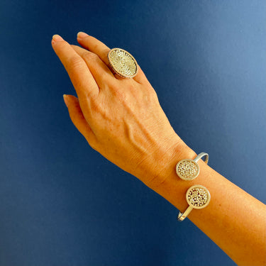 Bangle Upsala Plata Círculo Doble Plateado